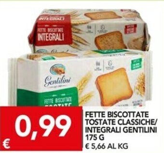 TuoDi Gentilini Fette Biscottate Tostate Classiche/Integrali 175g offerta