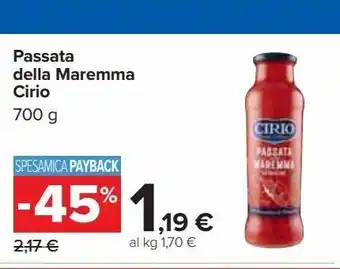 Carrefour Iper Passata della maremma cirio 700g offerta
