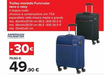 Carrefour Iper Trolley morbido funcruise nero o navy offerta