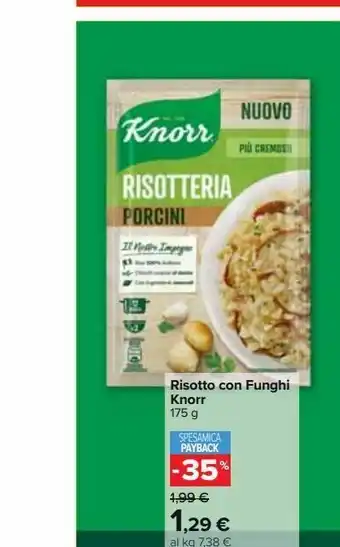Carrefour Iper Risotto con funghi knorr 175g offerta