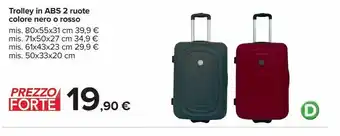 Carrefour Iper Trolley in abs 2 ruote colore nero o rosso offerta