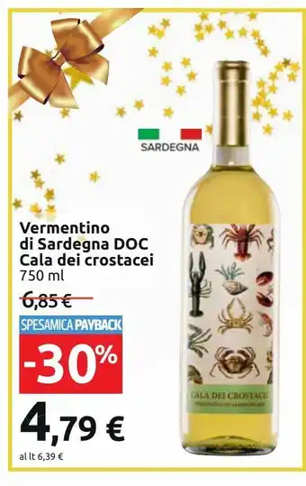 Carrefour Iper Vermentino di sardegna doc cala dei crostacei offerta