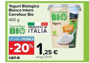 Carrefour Market Yogurt biologico bianco intero carrefour bio offerta