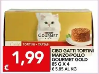 Purina Gourmet Gold Gatti Tortini Manzo/Pollo Cibo 85g x 4