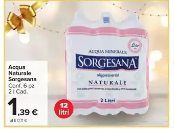 Carrefour Market Acqua naturale sorgesana offerta