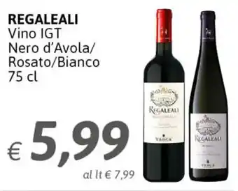 Crai Regaleali Vino IGT Nero d'Avola/Rosato/Bianco 75 cl offerta