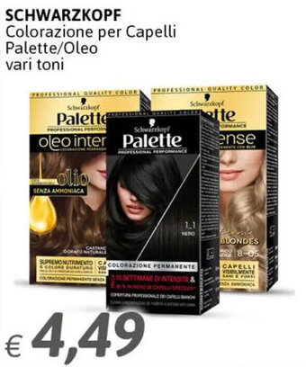 Crai Schwarzkopf Colorazione per Capelli Palette/Oleo vari toni offerta