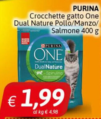 Crai Purina Crocchette gatto One Dual Nature Pollo/Manzo/Salmone 400 g offerta