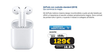 Euronics AirPods con custodia standard (2019) offerta