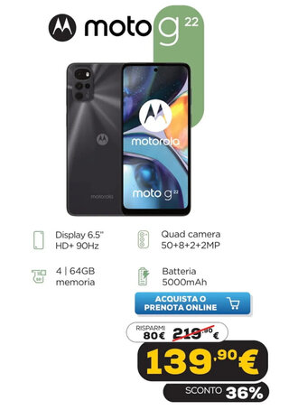 Euronics moto g 22 offerta