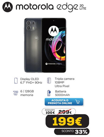 Euronics Motorola edge 20 Lite offerta
