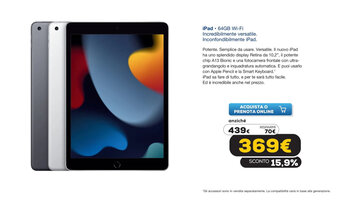 Euronics iPad 64GB Wi-fi offerta