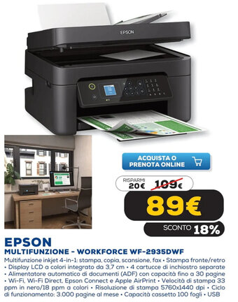 Epson Multifunzione - Workforce WF-2935DWF