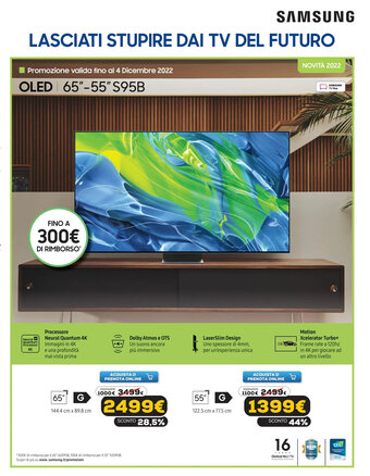 Euronics Samsung OLED 65" S95B offerta
