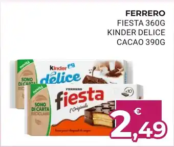 Eté Ferrero Fiesta 360 G Kinder Delice Cacao 390 g offerta