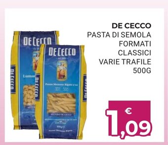 Eté De Cecco Pasta Di Semola Formati Classici Varie Trafile 500 g offerta