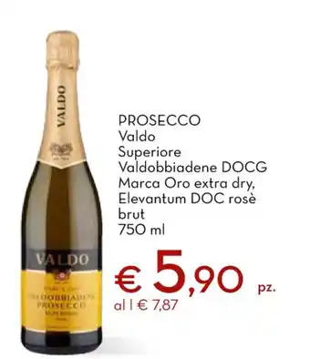 Conad City Prosecco Valdo Superiore Valdobbiadene DOCG Marca Oro extra dry Elevantum DOC rosè brut 750 ml offerta
