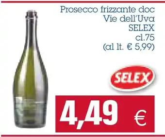 Selex Prosecco frizzante doc Vie dell'Uva 75 cl