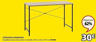 JYSK Scrivania Vandborg P60 x L120 x H75 cm offerta