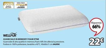 JYSK Wellpur Guanciale in Memory Foam Etne 40x60x11 cm offerta