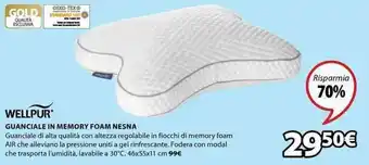 JYSK Wellpur Guanciale in Memory Foam Nesna 46x55x11 cm offerta