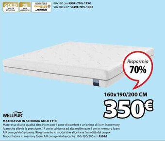 JYSK Wellpur Materasso in Schiuma gold F110 160x190/200 cm offerta