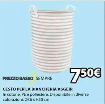 JYSK Cesto per La Biancheria Asgeir ø36 x H50 cm offerta