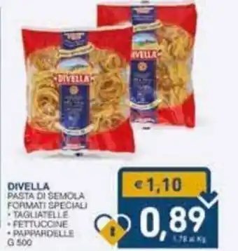 SeBón Supermercati Divella Pasta di Semola Formati Speciali Tagliatelle, Fettucine, Pappardelle g 500 offerta