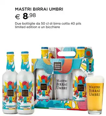 Mastri Birrai Umbri Due bottiglie da 50 cl,di birra cotta 40 pils limited edition e un bicchiere