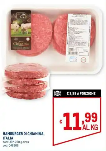 Hamburger di Chianina, Italia 750g