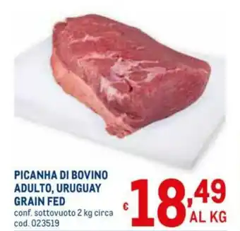 Metro Picanha di Bovino Adulto, Uruguay Grain Fed 2kg offerta