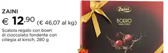 Esselunga Zaini Scatola regalo con boeri di cioccolato fondente con ciliegia al kirsch 280 g offerta