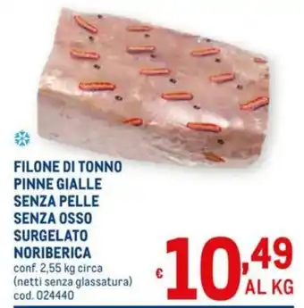 Noribérica Filone di Tonno Pinne Gialle Senza Pelle Senza Osso Surgelato 2,55kg