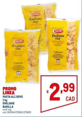Metro Barilla Emiliane Pasta All'Uovo 1kg offerta