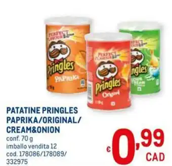 Metro Pringles Paprika/Original/Cream & Onion Patatine 70g offerta