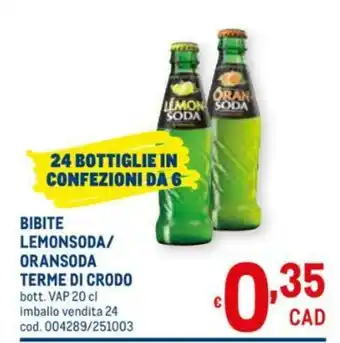 Metro Lemonsoda Bibite/Oransoda Terme di Crodo 20cl offerta