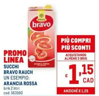 Metro Rauch Bravo Succhi Arancia Rossa 2 litri offerta