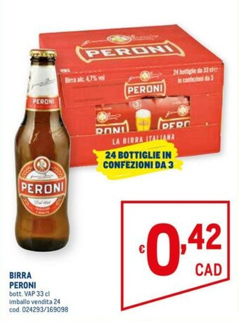 Metro Peroni Birra 33cl offerta