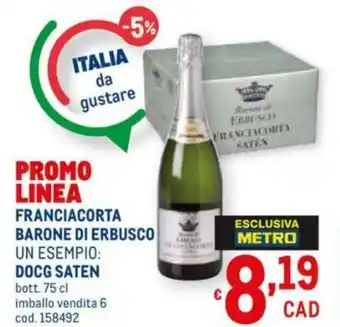 Metro Franciacorta Barone di Erbusco Docg Saten 75cl offerta