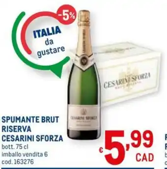 Metro Cesarini Sforza Spumante Brut Riserva 75cl offerta