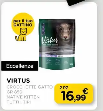 Arcaplanet Virtus crocchette gatto gr.850 native kitten tutti i tipi offerta