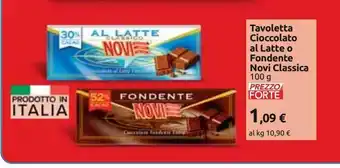 Carrefour Market Tavoletta cioccolato al latte o fondente novi classica offerta