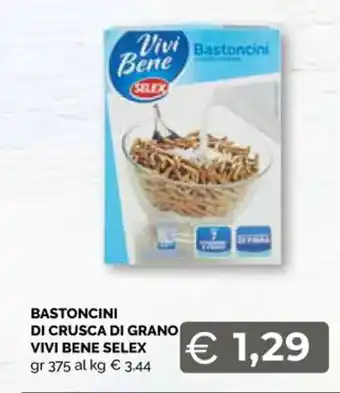 Mercatò Big Selex Vivi Bene Bastoncini di Crusca di Grano gr 375 offerta
