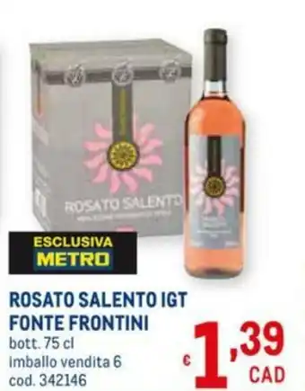 Metro Fonte Frontini Rosato Salento IGT 75cl offerta
