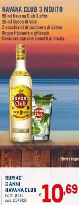 Havana Club Rum 40° 3 Anni 100cl