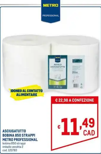 Metro Metro Proffessional Asciugatutto Bobina 850 Strappi offerta