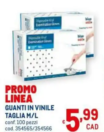 Metro Guanti in Vinile Taglia M/L 100 pezzi offerta