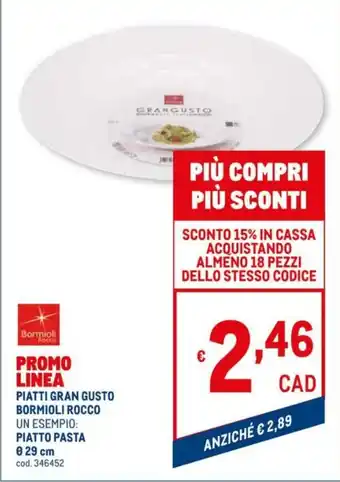 Metro Bormioli Rocco Piatti Gran Gusto Piatto Pasta Ø 29cm offerta