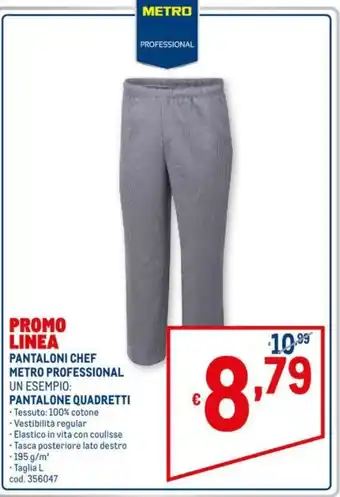 Metro Professional Pantaloni Chef Pantalone Quadretti