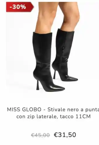 Globo Moda Stivake nero a puntancon zip laterale tacco 11cm offerta